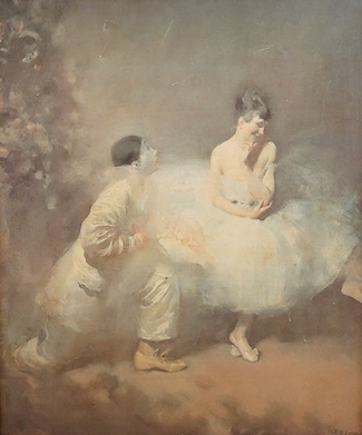 After T. Webster, ‘The Puppets’, oleograph on canvas, 59 x 49cm, gilt frame